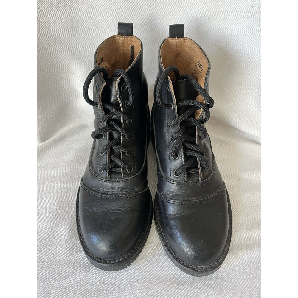 BMW Black Leather Lace Up Ankle Moto Riding Boot W/ Ankle‎ Protector Women SZ 6